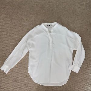 Banana Republic White Mandarin Neck Blouse, Size Small